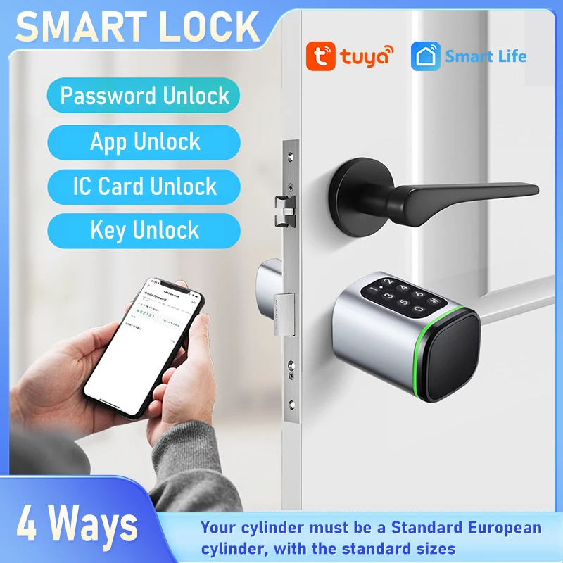 European Cylinder Tuya Smart Combination Lock,Supports IC Card/APP Remote Unlocking Via Bluetooth Gateway,Work With Smart Life
European Cylinder Tuya Smart Combination Lock,Supports IC Card/APP Remote Unlocking Via Bluetooth Gateway,Work With Smart Life