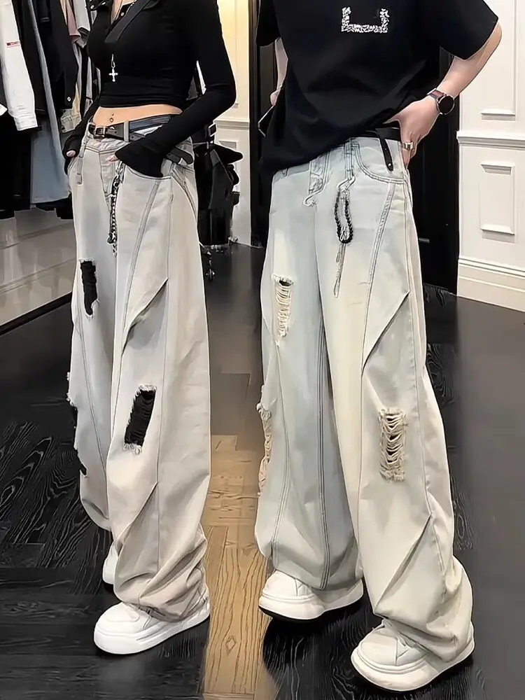 Summer Casual Blue Ripped Denim Jeans Straight Leg Men Women Model Knife Flared Wide Leg Pants Youth Popular Wear Resistant
Summer Casual Blue Ripped Denim Jeans Straight Leg Men Women Model Knife Flared Wide Leg Pants Youth Popular Wear Resistant