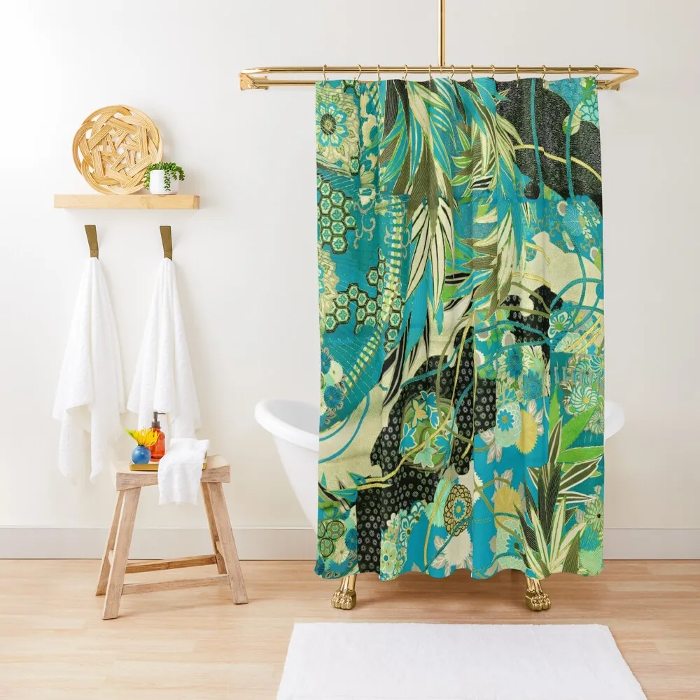 ANTIQUE JAPANESE FLOWERS Teal Blue Green White Black Kimono Floral Motifs Shower Curtain For The Bathroom Curtain
ANTIQUE JAPANESE FLOWERS Teal Blue Green White Black Kimono Floral Motifs Shower Curtain For The Bathroom Curtain