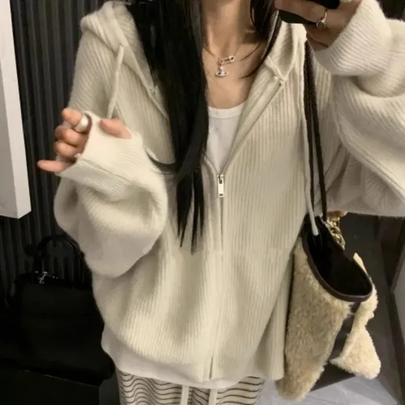 2026Lazy Gray Hooded Sweater Women's New Autumn Winter Loose Inner Knitted Top
2026Lazy Gray Hooded Sweater Women's New Autumn Winter Loose Inner Knitted Top