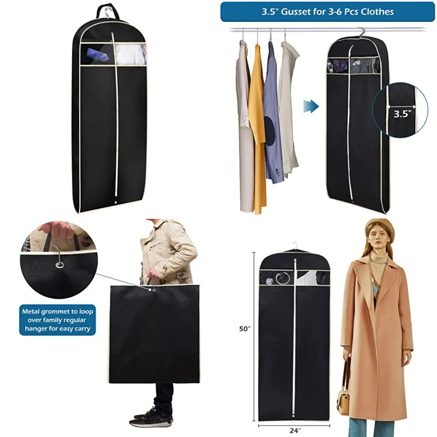 50" Gusseted Travel Garment Bag with Clear Zipper Pouch Breathable Dress Storage Garment Cover for Hanging Full Length Coat, Lo
50" Gusseted Travel Garment Bag with Clear Zipper Pouch Breathable Dress Storage Garment Cover for Hanging Full Length Coat, Lo