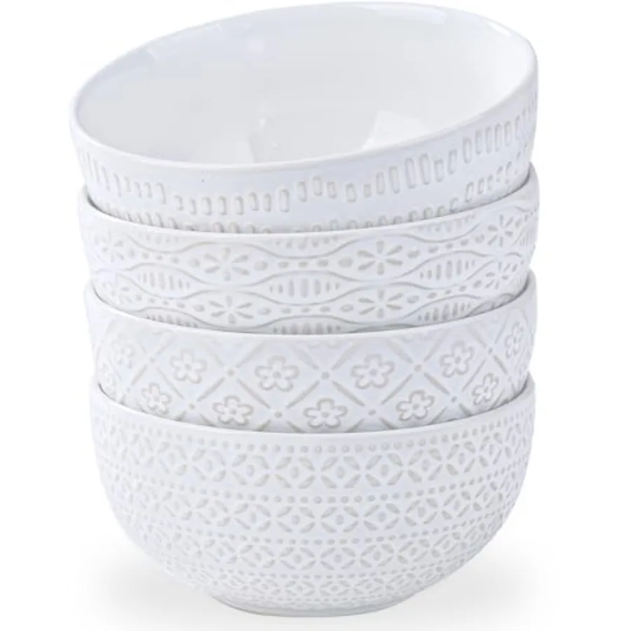 40 OZ Large Cereal Bowls Set of 4 Farmhouse Embossment Ceramic Salad Bowls for Soup Serving Fruit Snack Noodle Ramen Pho Microw
40 OZ Large Cereal Bowls Set of 4 Farmhouse Embossment Ceramic Salad Bowls for Soup Serving Fruit Snack Noodle Ramen Pho Microw