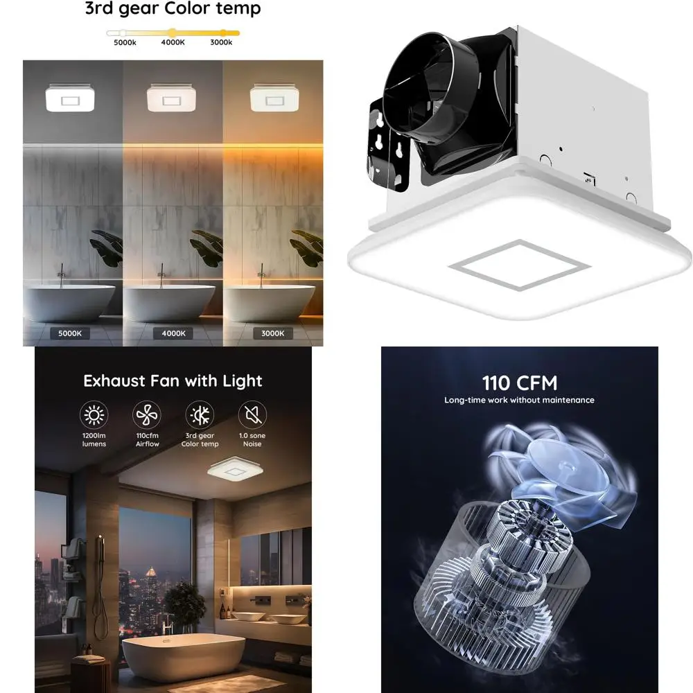 110cm 43W LED Bathroom Light with 1200 Lumens, 3000K-5000K Adjustable, 120V Ventilation Fan for Shower/Restroom/Home
110cm 43W LED Bathroom Light with 1200 Lumens, 3000K-5000K Adjustable, 120V Ventilation Fan for Shower/Restroom/Home