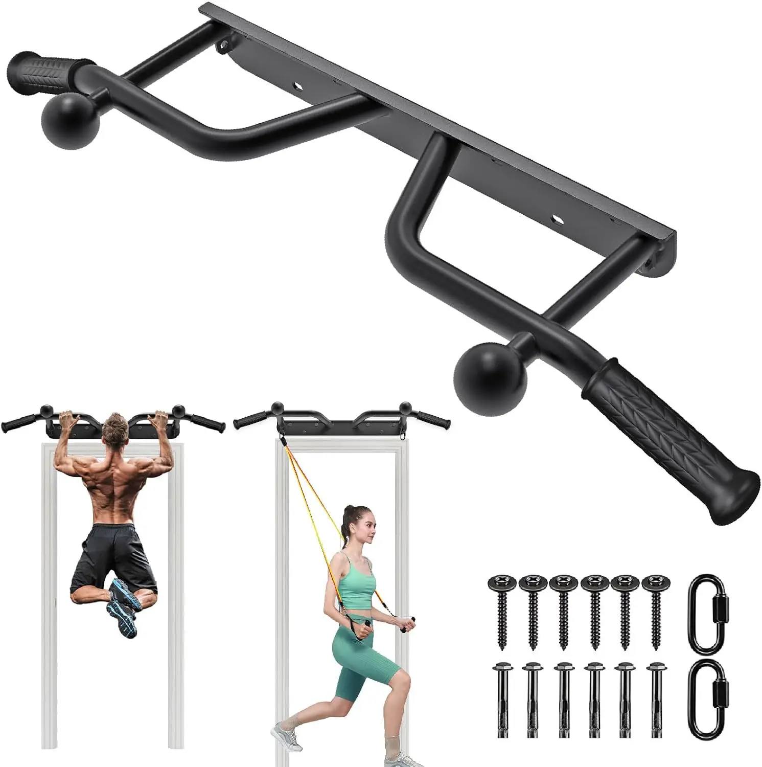 Pull Up Bar Wall Mount 440 LBS Capacity, Doorway Chin Up Bar with Resistance Band Hooks for Home Gym Garage, Multifunctional
Pull Up Bar Wall Mount 440 LBS Capacity, Doorway Chin Up Bar with Resistance Band Hooks for Home Gym Garage, Multifunctional