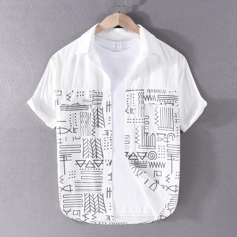 Summer Men's Short Sleeve Shirts Streetwear Men Printed Shirt Double Pocket Casual Pure Cotton Tops Korean Fashion Men Clothing
Summer Men's Short Sleeve Shirts Streetwear Men Printed Shirt Double Pocket Casual Pure Cotton Tops Korean Fashion Men Clothing