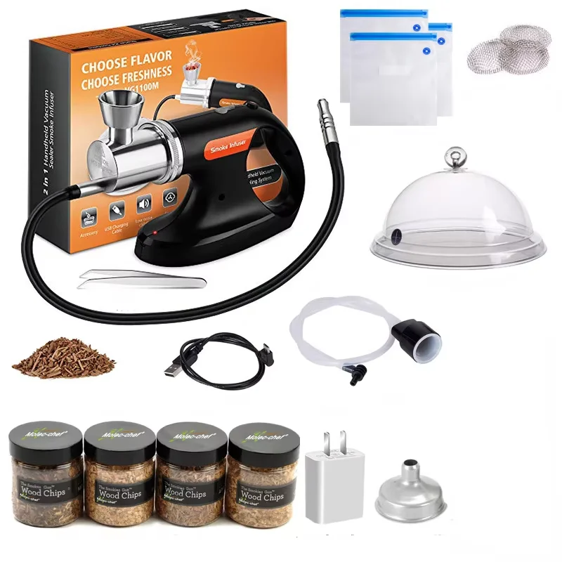 Smoke Infuser Machine Portable Handheld Cold Smoking Gun with Sous vide Food Drink Cocktail Smoker Woodchips
Smoke Infuser Machine Portable Handheld Cold Smoking Gun with Sous vide Food Drink Cocktail Smoker Woodchips