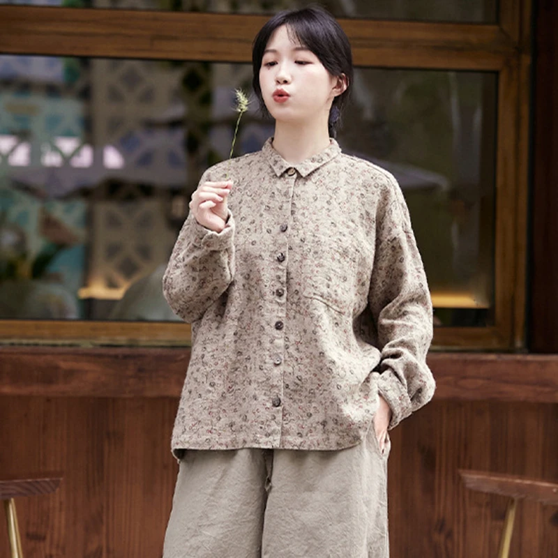 Женская льняная рубашка с длинным рукавом, новинка 2025, осень, винтажный стиль, свободные удобные женские повседневные топы с цветочным принтом, рубашки M1899
Женская льняная рубашка с длинным рукавом, новинка 2025, осень, винтажный стиль, свободные удобные женские повседневные топы с цветочным принтом, рубашки M1899