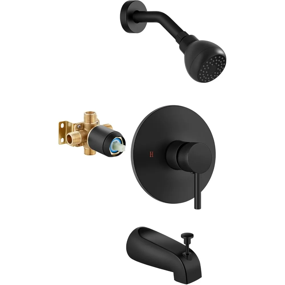 Matte Black Single-Handle Bathtub Shower Faucet Set with Shower Head and Valve Included
Matte Black Single-Handle Bathtub Shower Faucet Set with Shower Head and Valve Included