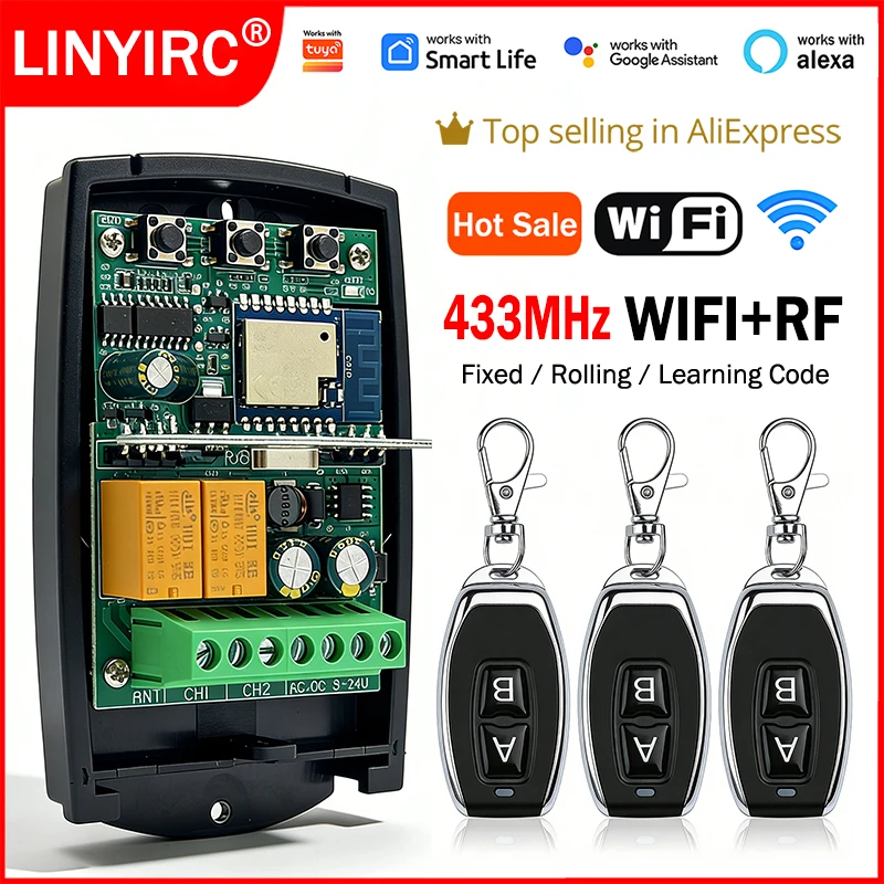Works With Tuya Wifi Smart Switch Module Relay Receiver Universal 433MHz Garage Door Remote Control Receiver 433.92MHz Opener
Works With Tuya Wifi Smart Switch Module Relay Receiver Universal 433MHz Garage Door Remote Control Receiver 433.92MHz Opener