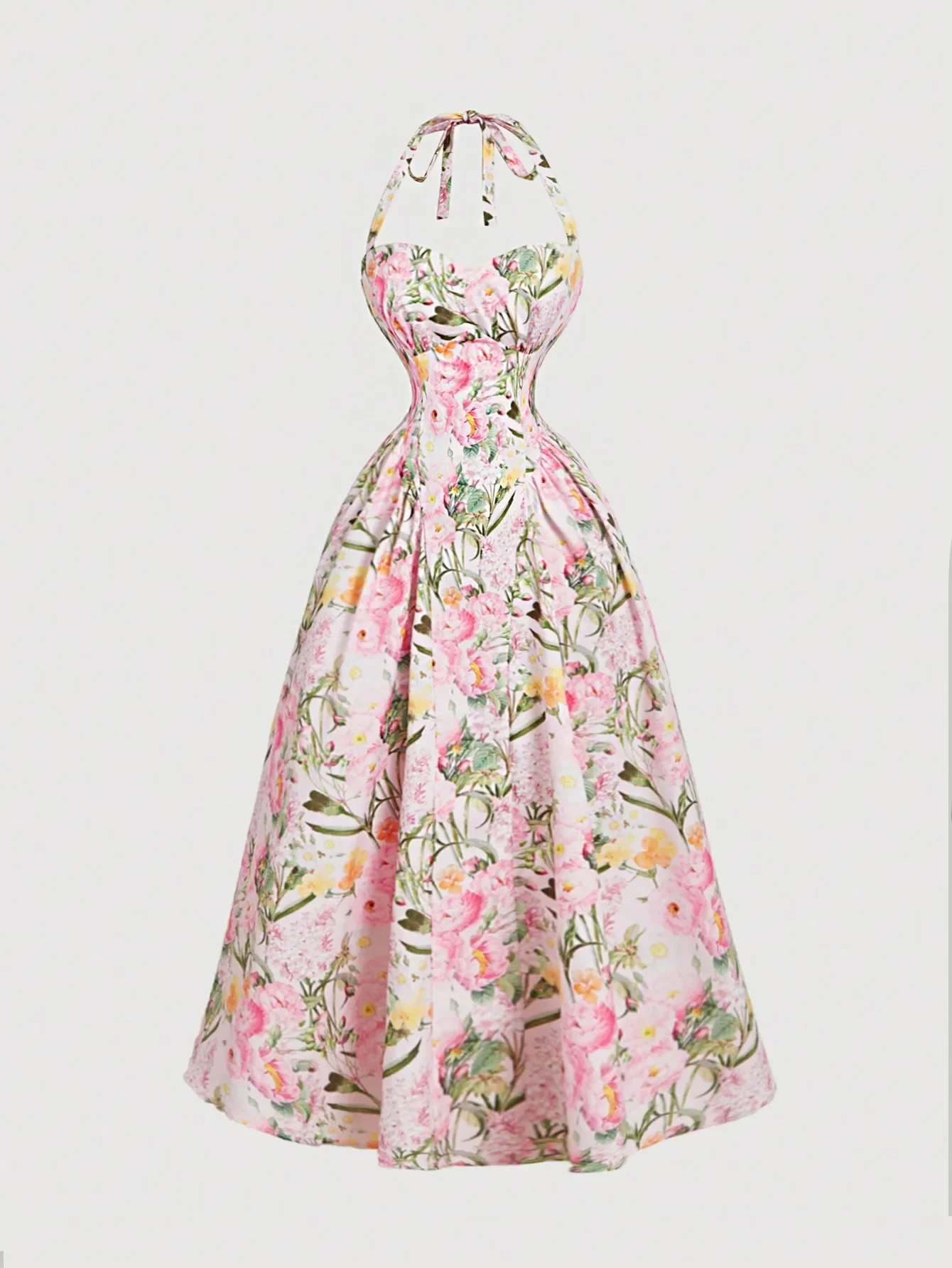 Women's Romantic Floral Print Halter Mid-Length Dress Vintage, Wedding Guest Dress
Women's Romantic Floral Print Halter Mid-Length Dress Vintage, Wedding Guest Dress