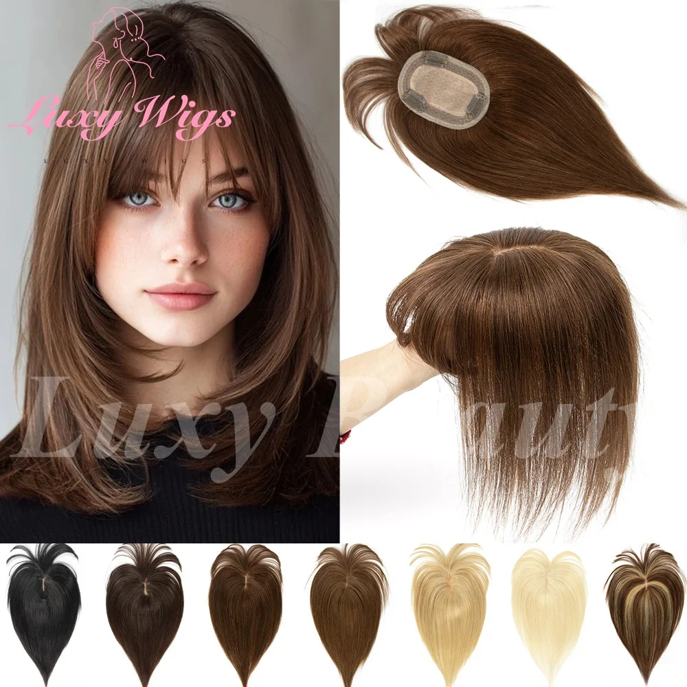Natural Brown Human Hair Topper With Bangs Women Black Highlights Blonde Skin Scalp Clip in Topper 8x12cm Human Hair Pieces
Natural Brown Human Hair Topper With Bangs Women Black Highlights Blonde Skin Scalp Clip in Topper 8x12cm Human Hair Pieces