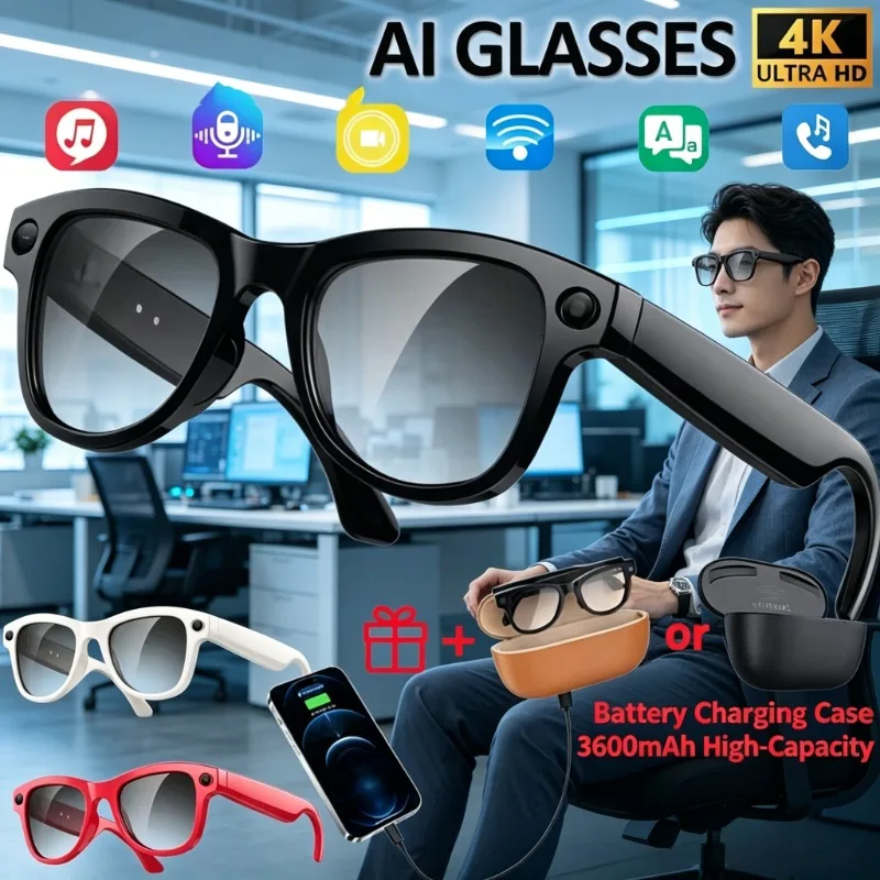 AI Voice Assistant Smart Glasses 4K HD Camera Wireless Bluetooth Call Fashion Sunglasses
AI Voice Assistant Smart Glasses 4K HD Camera Wireless Bluetooth Call Fashion Sunglasses
