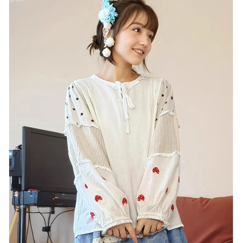 New Spring Autumn Mori Girl Sweet T-shirt Women Clothing Patchwork Long Sleved Female Kawaii Tops Tops For Women A073
New Spring Autumn Mori Girl Sweet T-shirt Women Clothing Patchwork Long Sleved Female Kawaii Tops Tops For Women A073