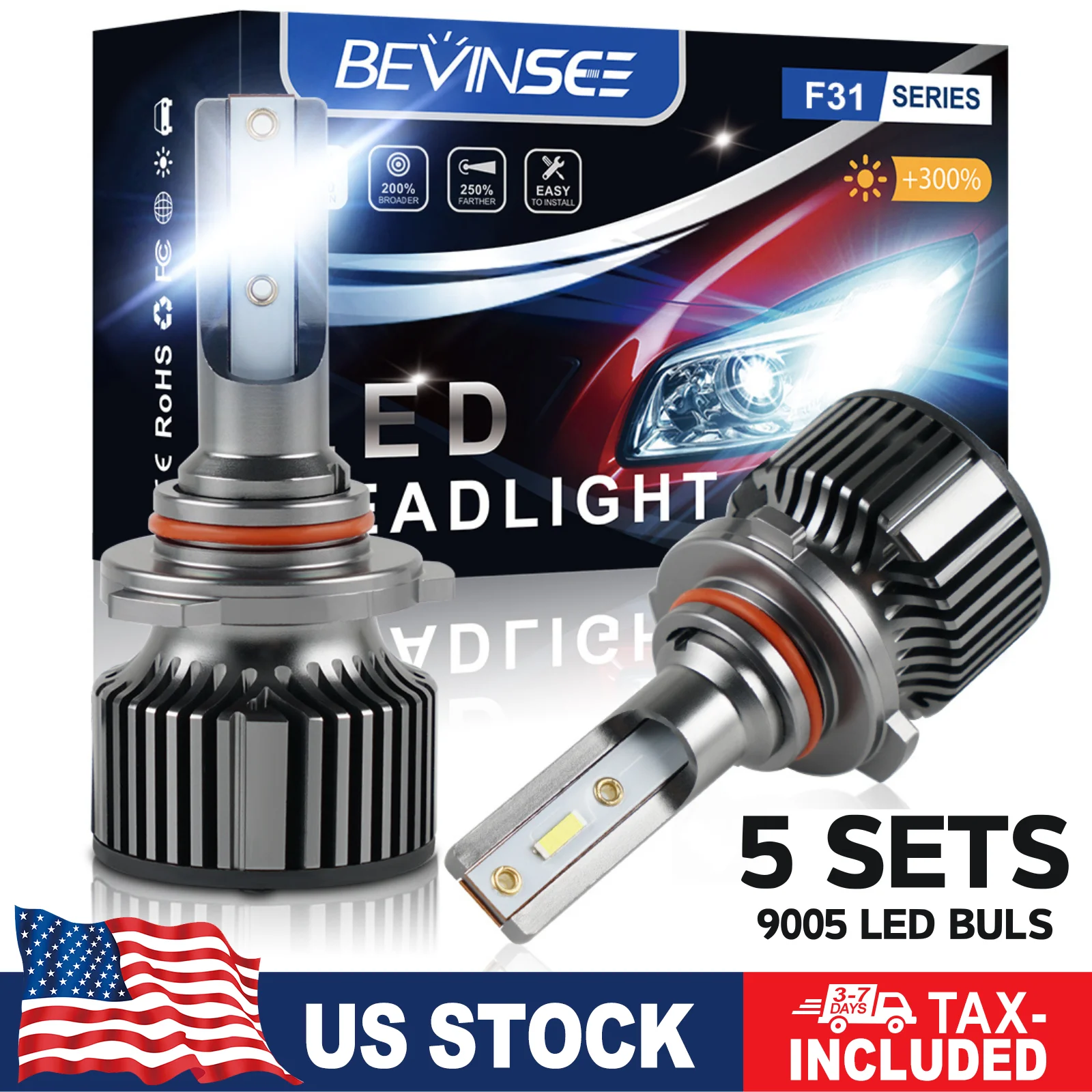 BEVINSEE 5 Sets HB3 9005 LED Headlight Bulbs 50W 6000LM Super Bright Turbofan Car Lamp LED Fog Lights Mini Size 6000K 12V
BEVINSEE 5 Sets HB3 9005 LED Headlight Bulbs 50W 6000LM Super Bright Turbofan Car Lamp LED Fog Lights Mini Size 6000K 12V