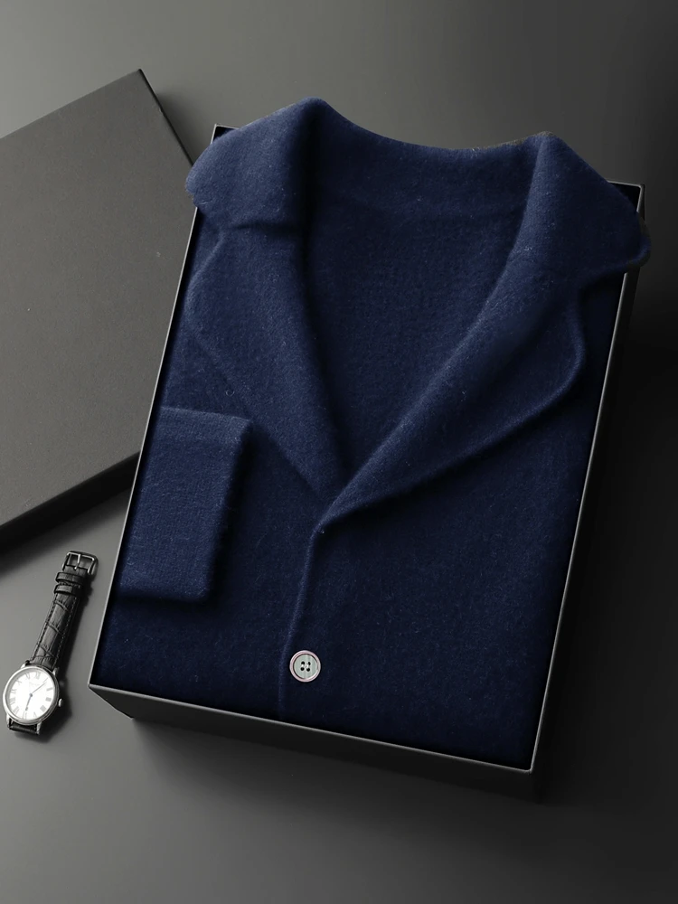 2024 Men's 100% Cashmere Sweater Suit Collar Smart Casual Cardigan Autumn Winter Thick Soft Cashmere Knitwear Sweater Coat
2024 Men's 100% Cashmere Sweater Suit Collar Smart Casual Cardigan Autumn Winter Thick Soft Cashmere Knitwear Sweater Coat