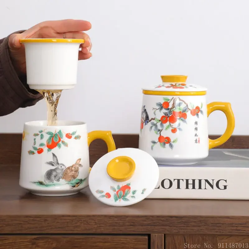 1pc Creative Ceramic Office Mugs With Chinese Shanshui/Persimmon Pattern With Filtering High Appearance Tea Water Separation Cup
1pc Creative Ceramic Office Mugs With Chinese Shanshui/Persimmon Pattern With Filtering High Appearance Tea Water Separation Cup