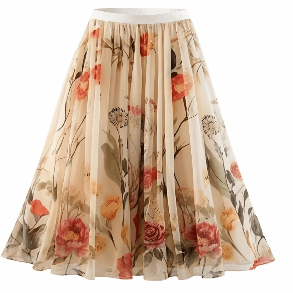 Retro Elastic Waist Women Printed A-line Skirt Mesh Overlay Pleated Long Skirt Flower Embroidery High Waist Skirts Travel
Retro Elastic Waist Women Printed A-line Skirt Mesh Overlay Pleated Long Skirt Flower Embroidery High Waist Skirts Travel