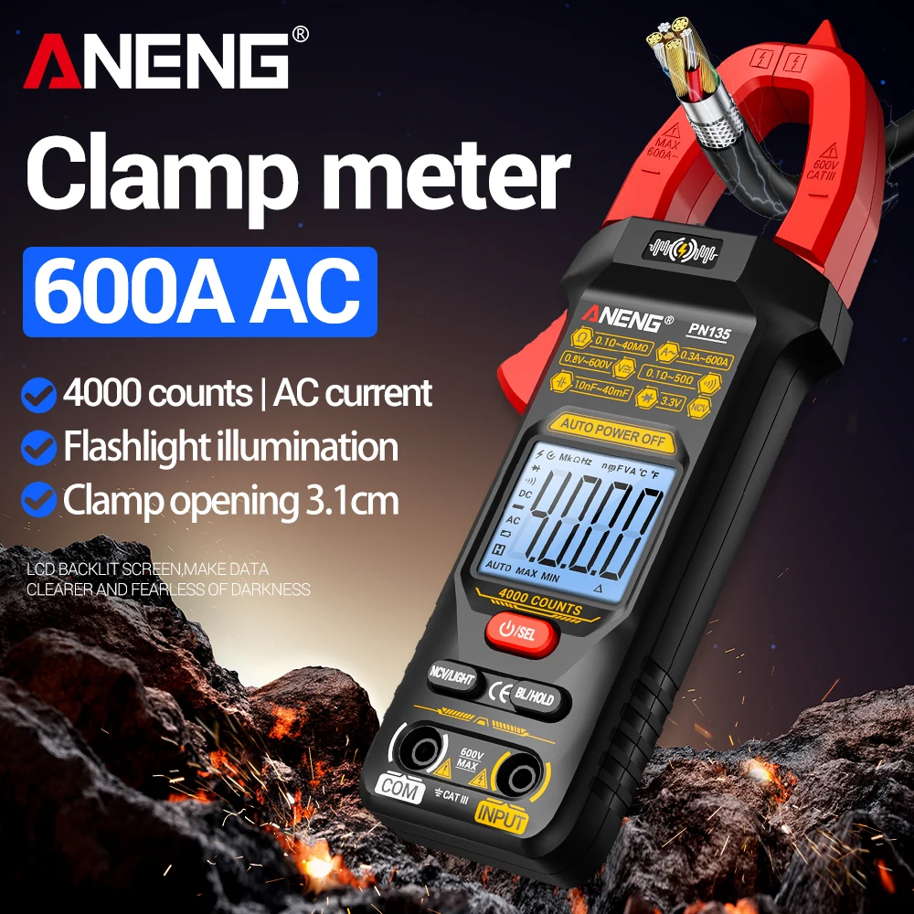 ANENG Clamp Digital Multimeter 600A AC Current High Precision 4000 Counts AC/DC Voltage NCV Voltage Capacitance Ohm PN135 tool
ANENG Clamp Digital Multimeter 600A AC Current High Precision 4000 Counts AC/DC Voltage NCV Voltage Capacitance Ohm PN135 tool