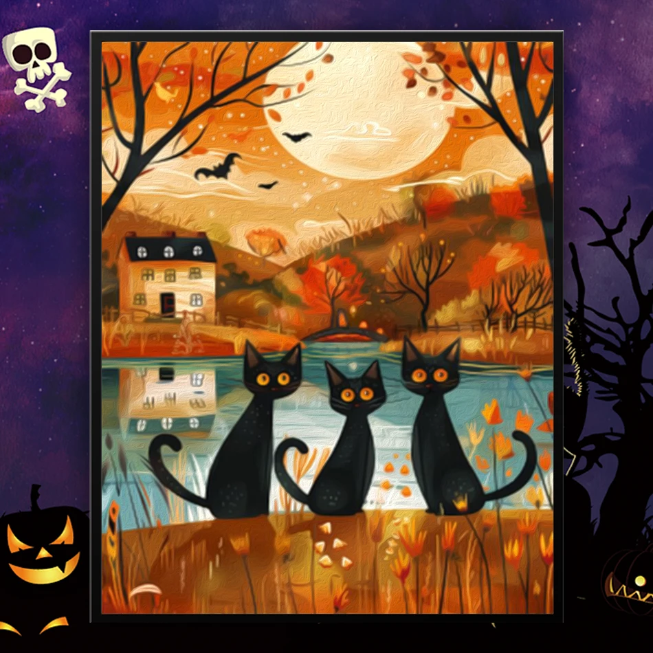 GATYZTORY Diy Oil Painting By Numbers Canvas Picture Halloween Cat Family Landscape Cartoon Illustration Digital Home Decoration
GATYZTORY Diy Oil Painting By Numbers Canvas Picture Halloween Cat Family Landscape Cartoon Illustration Digital Home Decoration