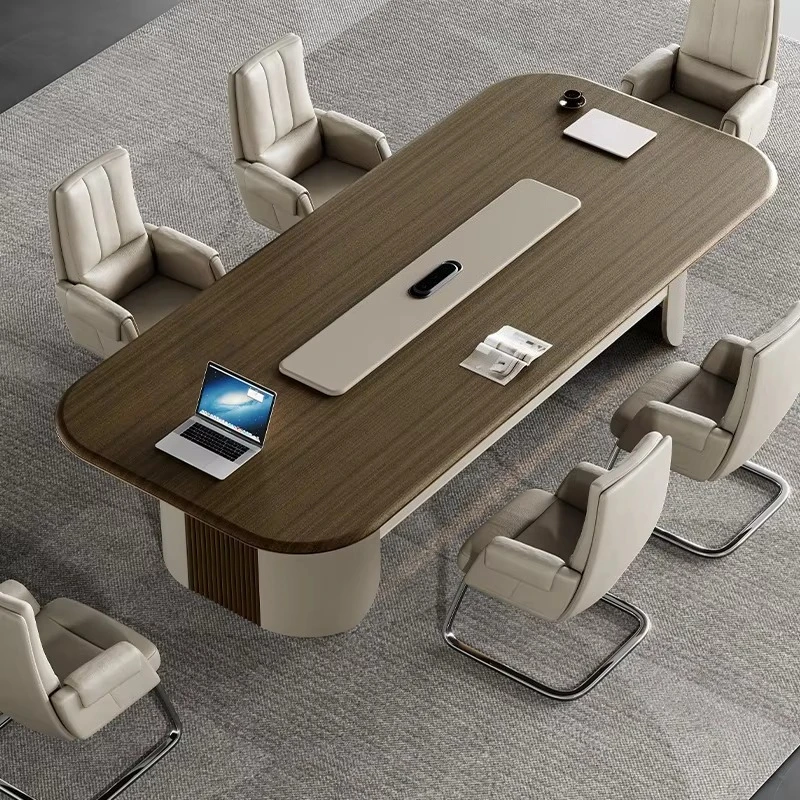 Wooden desk with cable outlet design Conference table, desk, office furniture
Wooden desk with cable outlet design Conference table, desk, office furniture
