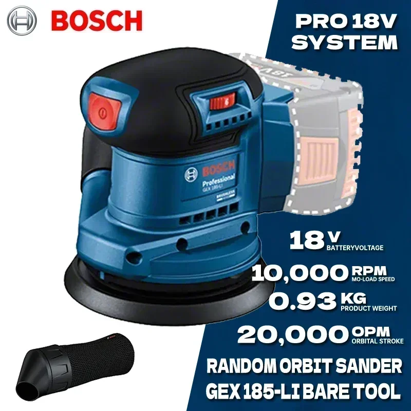 BOSCH GEX 185-LI 18V Random Orbit Sander Brushless Cordless Polisher 125mm Orbit Sander Bosch Power Tool GEX185-LI
BOSCH GEX 185-LI 18V Random Orbit Sander Brushless Cordless Polisher 125mm Orbit Sander Bosch Power Tool GEX185-LI