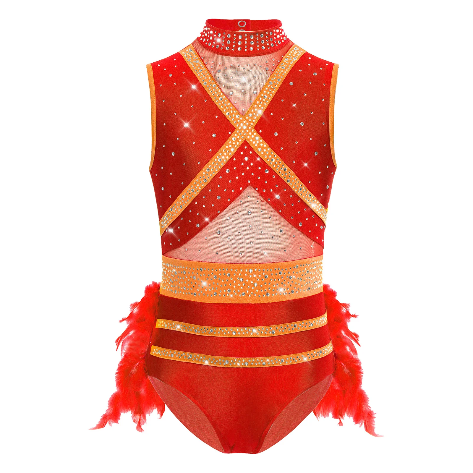 Kids Girls Gymnastics Ballet Jersey Jazz Dance Performance Costume Mesh Patchwork Feather Cutout Back Shiny Rhinestones Leotard
Kids Girls Gymnastics Ballet Jersey Jazz Dance Performance Costume Mesh Patchwork Feather Cutout Back Shiny Rhinestones Leotard