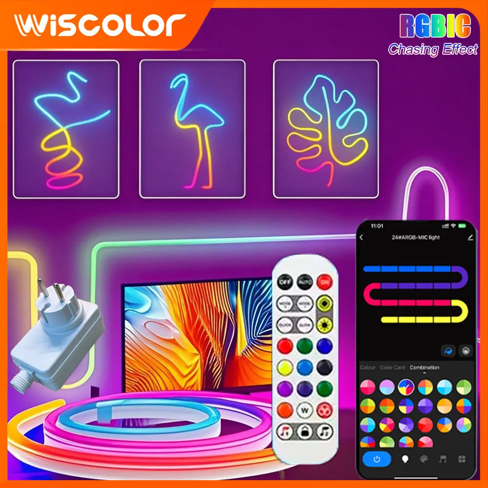 Led Lights Strip LED Neon Light 24V TUYA Smart WIFI RGB Ambient Christmas Wall Lighting For Room Accessories Decor Night Light
Led Lights Strip LED Neon Light 24V TUYA Smart WIFI RGB Ambient Christmas Wall Lighting For Room Accessories Decor Night Light