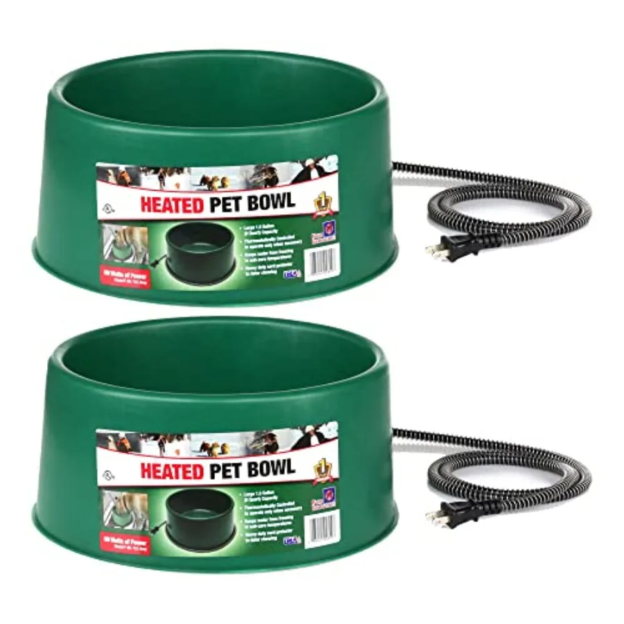 Electric heated pet water bowl for outdoor use stainless steel green thermostatic control and anti-chew cord 2-pack
Electric heated pet water bowl for outdoor use stainless steel green thermostatic control and anti-chew cord 2-pack
