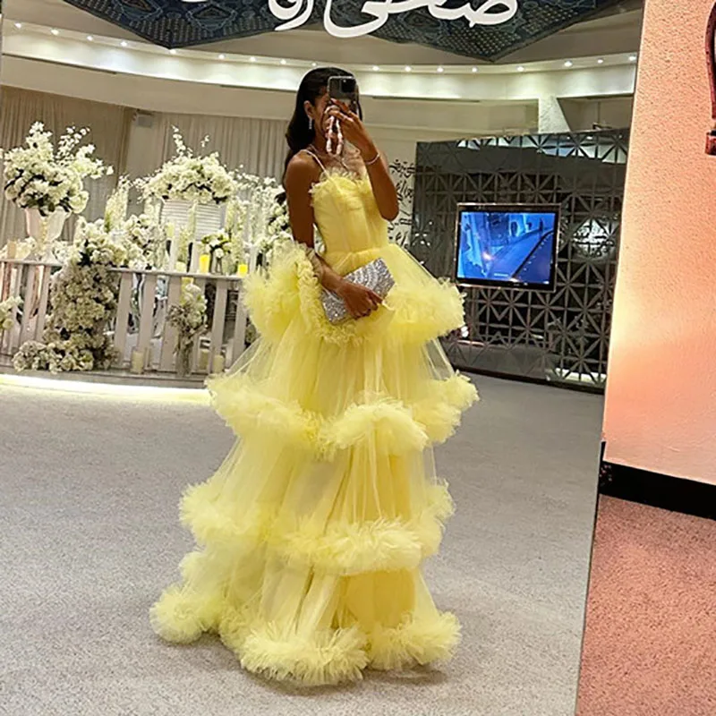 Smileven Yellow Prom Dress A Line Tiered Evening Dress Elegant Floor Length Saudi Arabia Evening Party Gowns
Smileven Yellow Prom Dress A Line Tiered Evening Dress Elegant Floor Length Saudi Arabia Evening Party Gowns