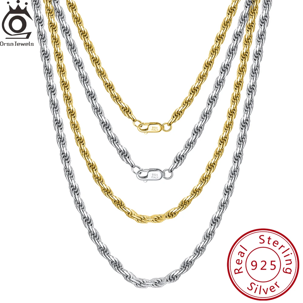 ORSA JEWELS Simple DIY Real 925 Sterling Silver 2.3mm 3.3mm Rope Chain Necklaces for Women Men Chic Twisted Rope Chains SC29
ORSA JEWELS Simple DIY Real 925 Sterling Silver 2.3mm 3.3mm Rope Chain Necklaces for Women Men Chic Twisted Rope Chains SC29