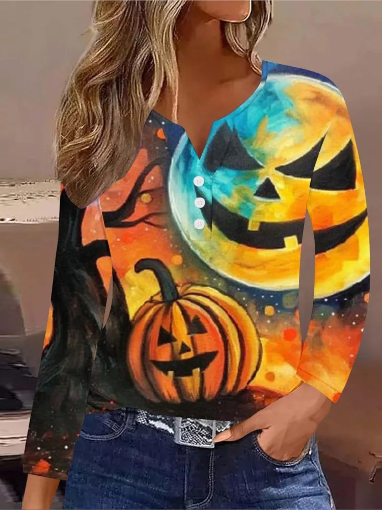 2024 Fashion T-shirts Colorful Pumpkins Printing Slim Tee Lady Long-Sleeve Casual Halloween Festival Dress Up Spring Autumn Tops
2024 Fashion T-shirts Colorful Pumpkins Printing Slim Tee Lady Long-Sleeve Casual Halloween Festival Dress Up Spring Autumn Tops