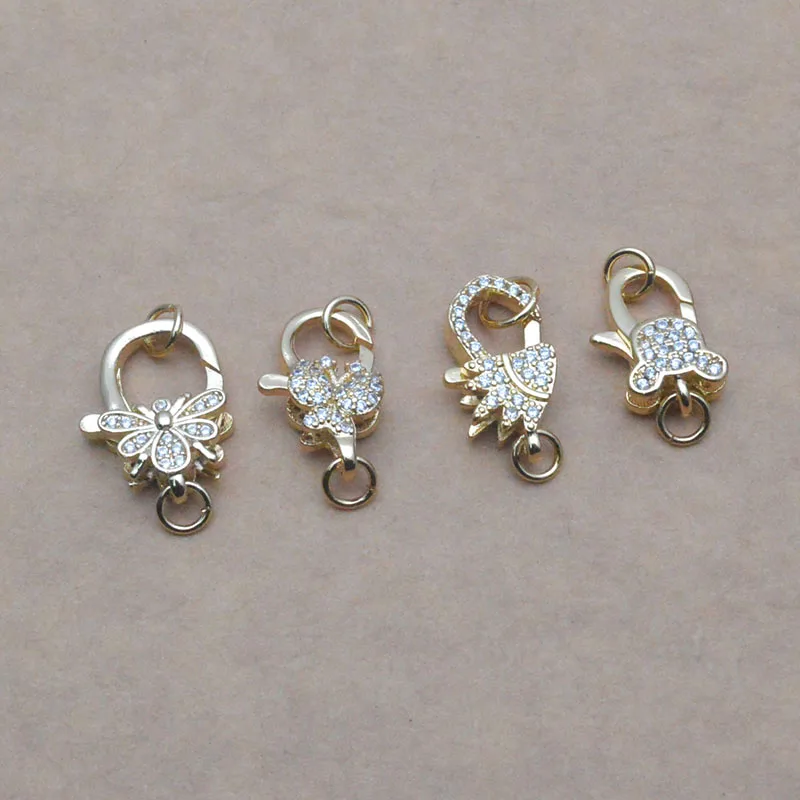10pcs/lot Luxury 18K Gold Plated Micro Inlaid Zircon Animal Shapes Lobster Clasps for Jewelry Making Supplies
10pcs/lot Luxury 18K Gold Plated Micro Inlaid Zircon Animal Shapes Lobster Clasps for Jewelry Making Supplies