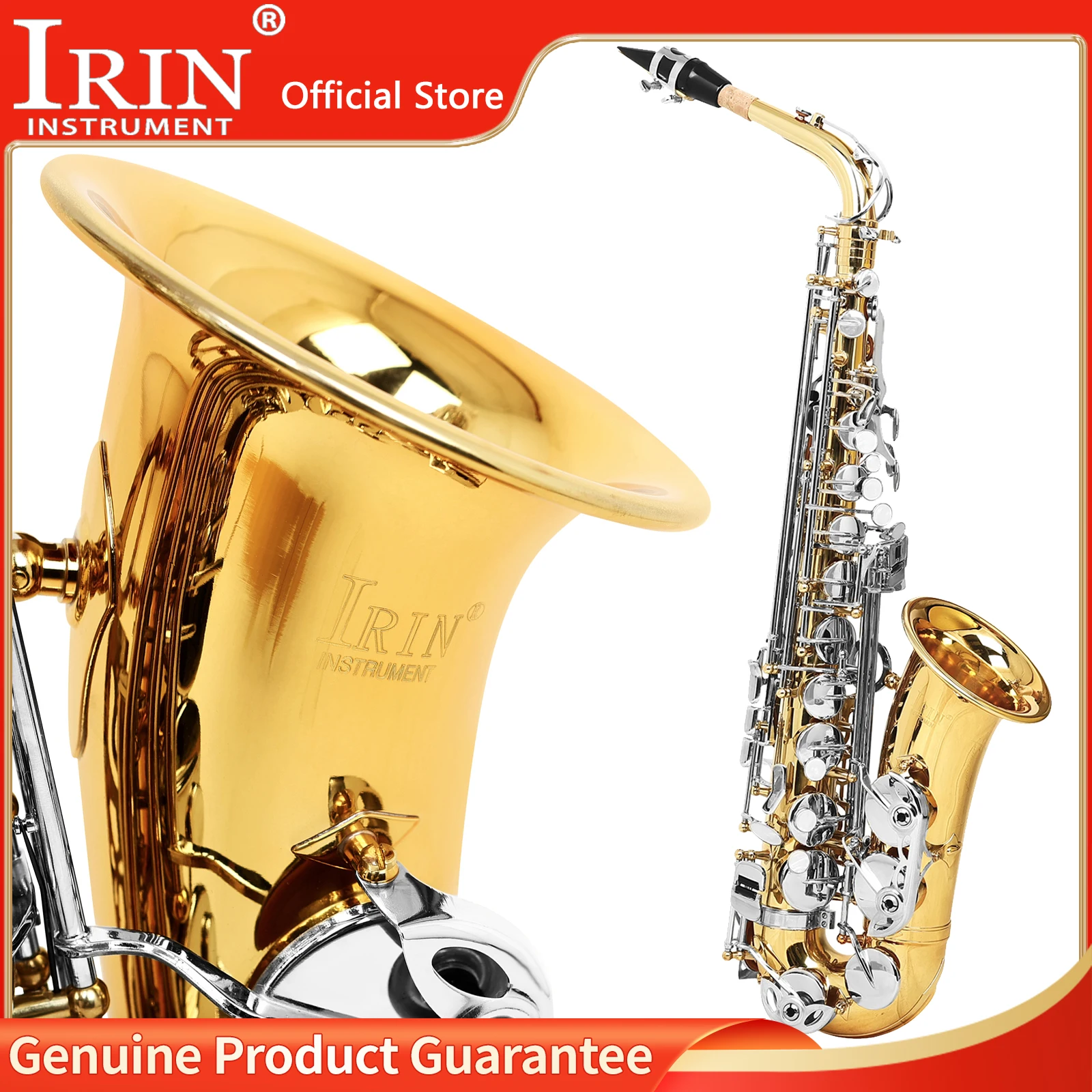 IRIN Alto Saxophone Gold Lacquer Body Silver Keys Brass Student Beginner Performance Exam Grade Instrument with Case Accessories
IRIN Alto Saxophone Gold Lacquer Body Silver Keys Brass Student Beginner Performance Exam Grade Instrument with Case Accessories