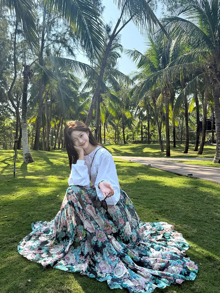 Holiday Outfit Women's Tea Rose Print Top Skirt Set Breathable Polyester Long Sleeve round Neck Spring Summer Autumn
Holiday Outfit Women's Tea Rose Print Top Skirt Set Breathable Polyester Long Sleeve round Neck Spring Summer Autumn
