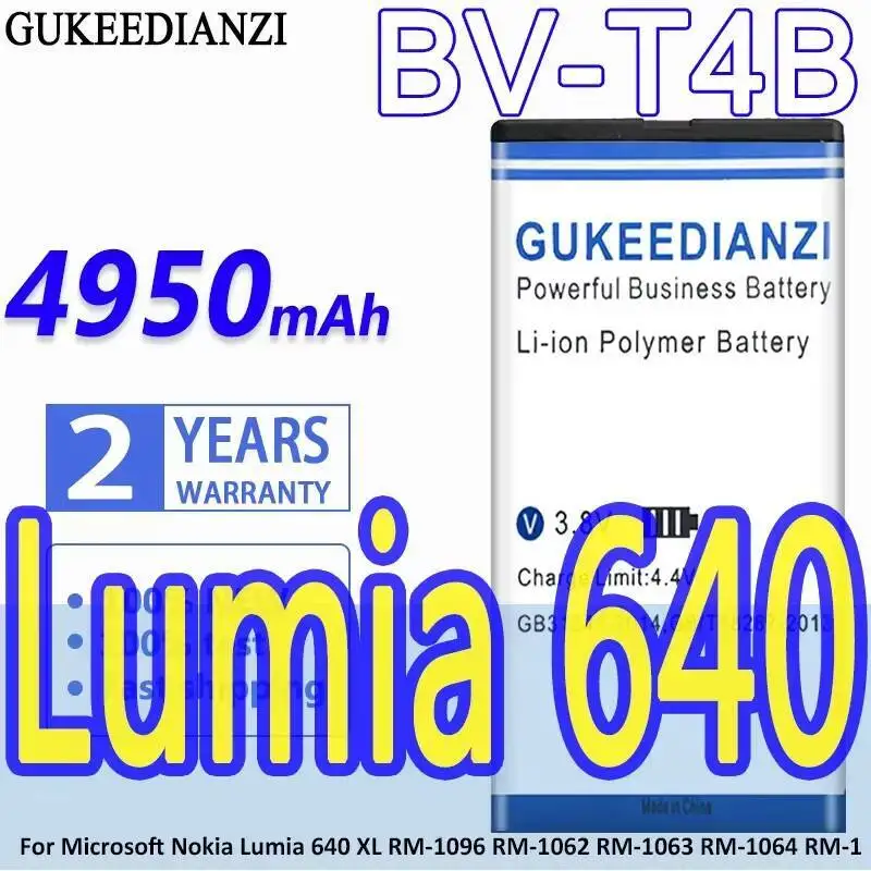 BV-T4B 4950Mah For Microsoft Nokia Lumia 640 XL RM-1096 RM-1062 RM-1063 RM-1064 RM-1 BV T4B Mobile Phone Battery High-Capacity
BV-T4B 4950Mah For Microsoft Nokia Lumia 640 XL RM-1096 RM-1062 RM-1063 RM-1064 RM-1 BV T4B Mobile Phone Battery High-Capacity