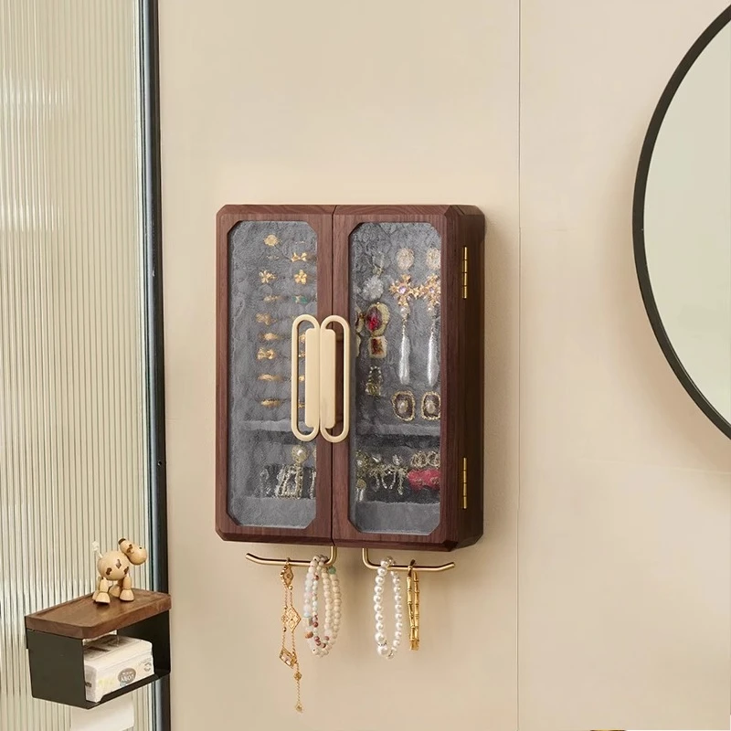 Solid wood wall-mounted jewelry storage box, bathroom nail-free wall jewelry display stand
Solid wood wall-mounted jewelry storage box, bathroom nail-free wall jewelry display stand