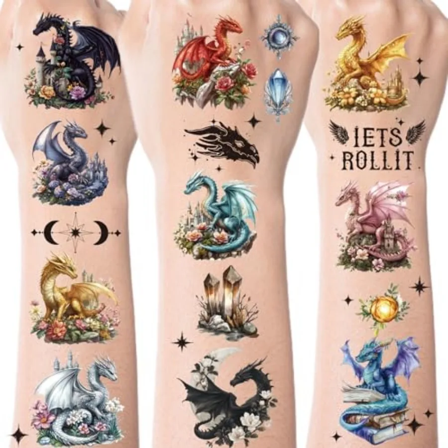 Magic Dragon Temporary Tattoos Stickers - 8 Sheets 200+ Dragon Birthday Party Decorations Favors Dragons Tattoo Stickers for Go
Magic Dragon Temporary Tattoos Stickers - 8 Sheets 200+ Dragon Birthday Party Decorations Favors Dragons Tattoo Stickers for Go
