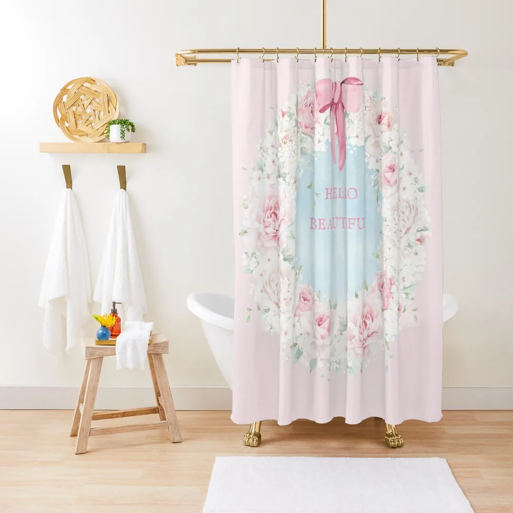 Hello Beautiful, pink pastel floral wreath Shower Curtain Shower Set Transparent Bathroom Shower Bathroom Decor Curtain
Hello Beautiful, pink pastel floral wreath Shower Curtain Shower Set Transparent Bathroom Shower Bathroom Decor Curtain