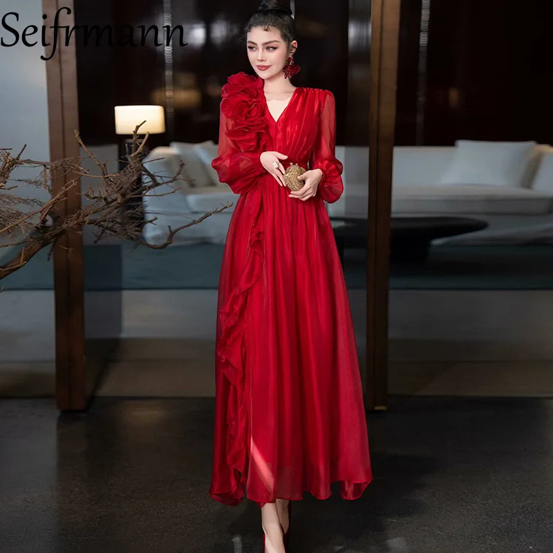 Seifrmann Women's Elegant Party Ball Gown Dress V-Neck Appliques Lantern Sleeved Flounced Edge Splicing Side Split Dresses
Seifrmann Women's Elegant Party Ball Gown Dress V-Neck Appliques Lantern Sleeved Flounced Edge Splicing Side Split Dresses