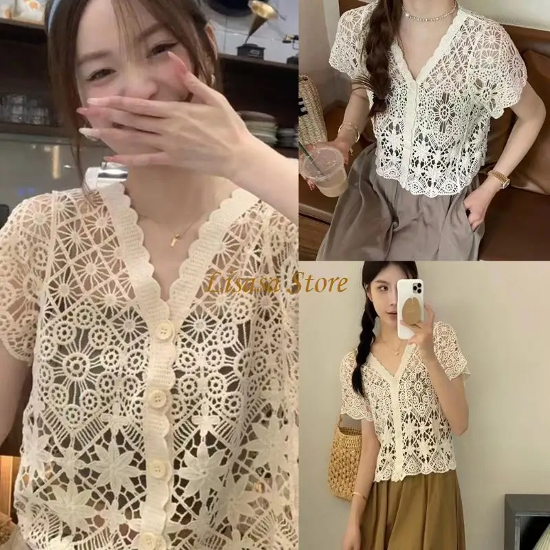M6CC Women Floral Crochet Lace Bohemian Trim Short Sleeve Open Front Cardigan T-shirt
M6CC Women Floral Crochet Lace Bohemian Trim Short Sleeve Open Front Cardigan T-shirt