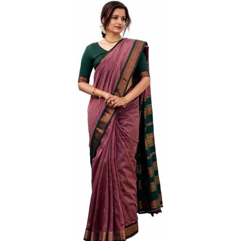 Indina Women's Cotton Maheshwari Silk Saree With Unstitched Blouse Piece
Indina Women's Cotton Maheshwari Silk Saree With Unstitched Blouse Piece