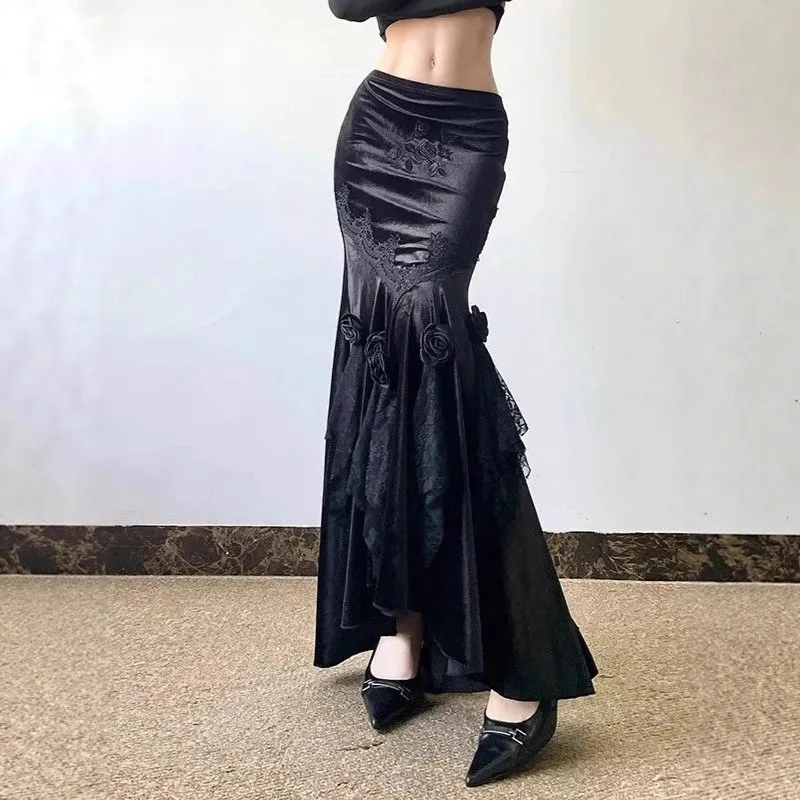 2026 New Autumn Winter Retro Versatile Patchwork Midi Skirt Gothic Fishtail Long Skirt For Women Black Lace Velvet Elegant Dress
2026 New Autumn Winter Retro Versatile Patchwork Midi Skirt Gothic Fishtail Long Skirt For Women Black Lace Velvet Elegant Dress