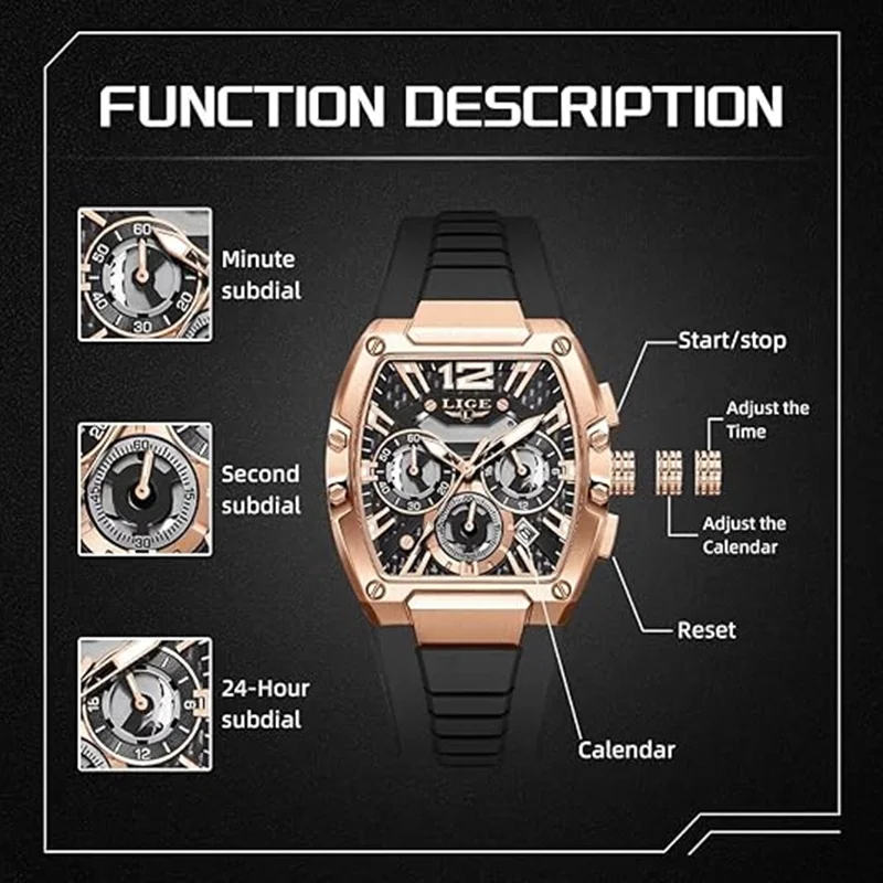 LIGE 2026 Man watch Fashion Square Military Sport Waterproof Quartz Wristwatch Luxury Luminous Chronograph male watch reloj+BOX
LIGE 2026 Man watch Fashion Square Military Sport Waterproof Quartz Wristwatch Luxury Luminous Chronograph male watch reloj+BOX