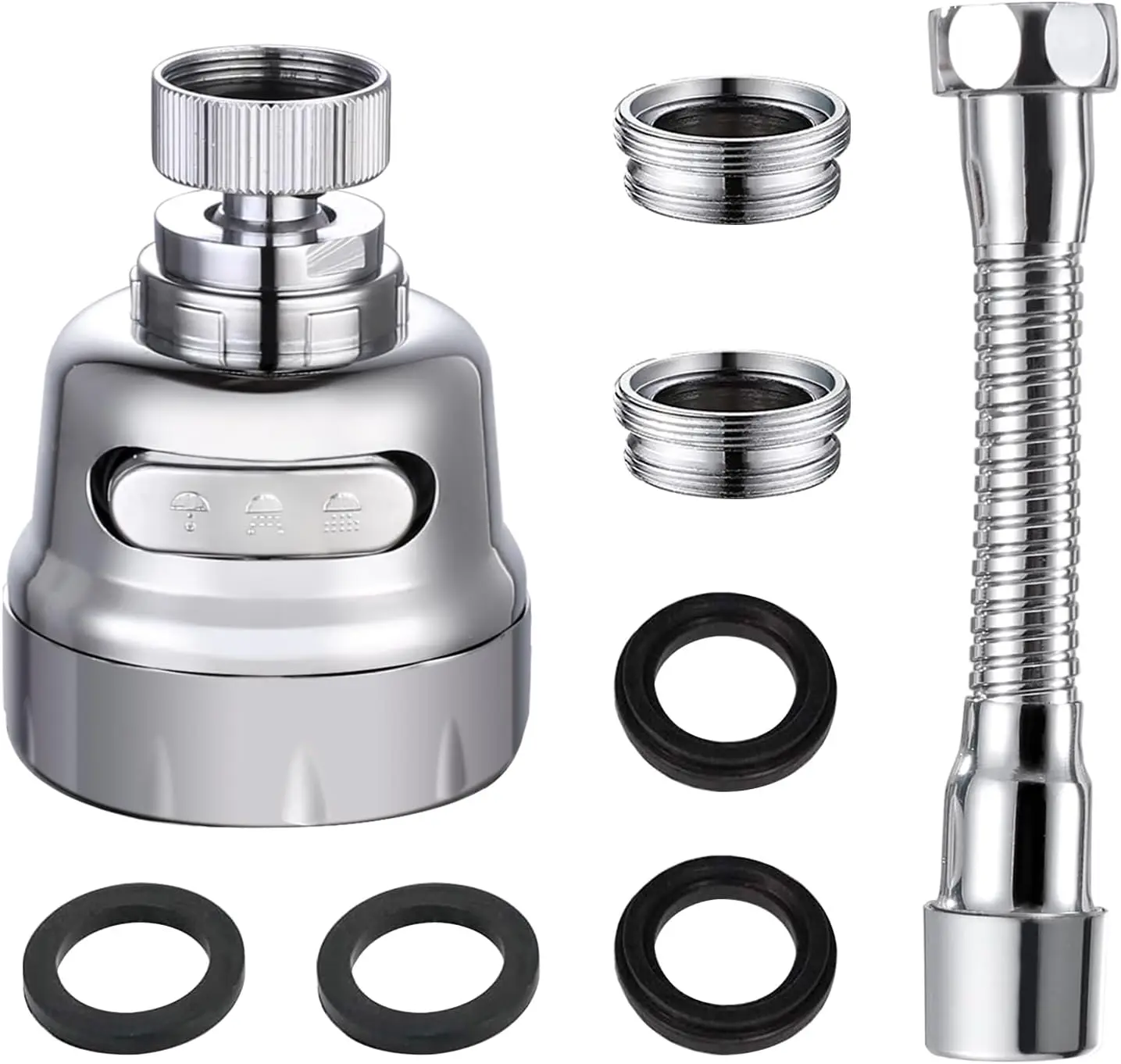 Kitchen Sink Faucet Sprayer Attachment 360° Rotatable, 3-Mode High Pressure Faucet Aerator with Stainless Steel Hose for
Kitchen Sink Faucet Sprayer Attachment 360° Rotatable, 3-Mode High Pressure Faucet Aerator with Stainless Steel Hose for