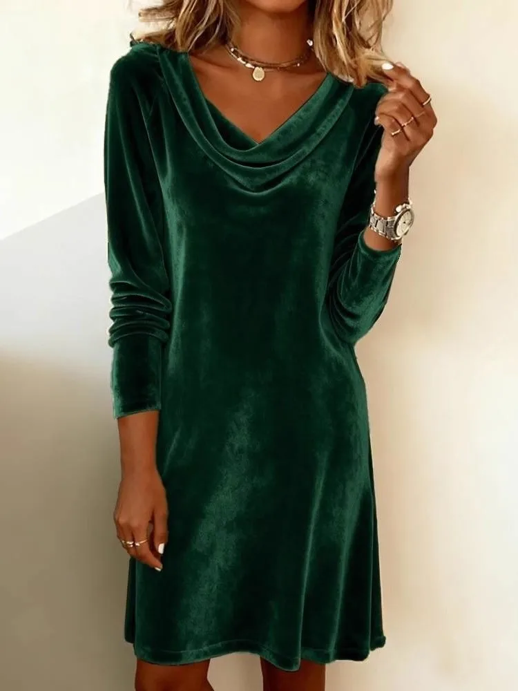 Ladies Loose Casual Solid Color Velvet Dress Women Pile Collar Long Sleeved Midi Dress Autumn Winter Party Luxury Dress Vestidos
Ladies Loose Casual Solid Color Velvet Dress Women Pile Collar Long Sleeved Midi Dress Autumn Winter Party Luxury Dress Vestidos