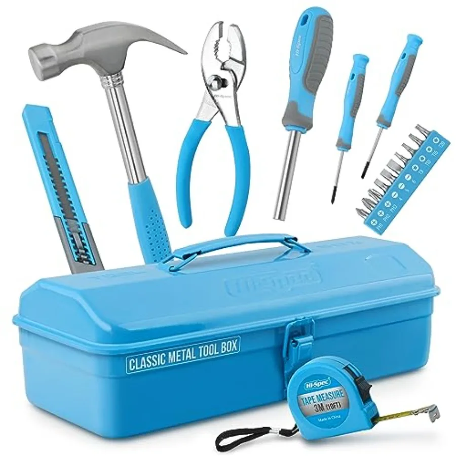 Hi-Spec 17pc Blue Beginner Tool Kit Set and Metal Box. Complete Real Hand Tools for DIY Starters and
Hi-Spec 17pc Blue Beginner Tool Kit Set and Metal Box. Complete Real Hand Tools for DIY Starters and