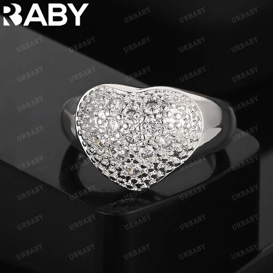 URBABY 925 Sterling Silver Zircon Big Heart Ring For Women Fashion Jewelry Charm Grace Noble Wedding Accessories
URBABY 925 Sterling Silver Zircon Big Heart Ring For Women Fashion Jewelry Charm Grace Noble Wedding Accessories