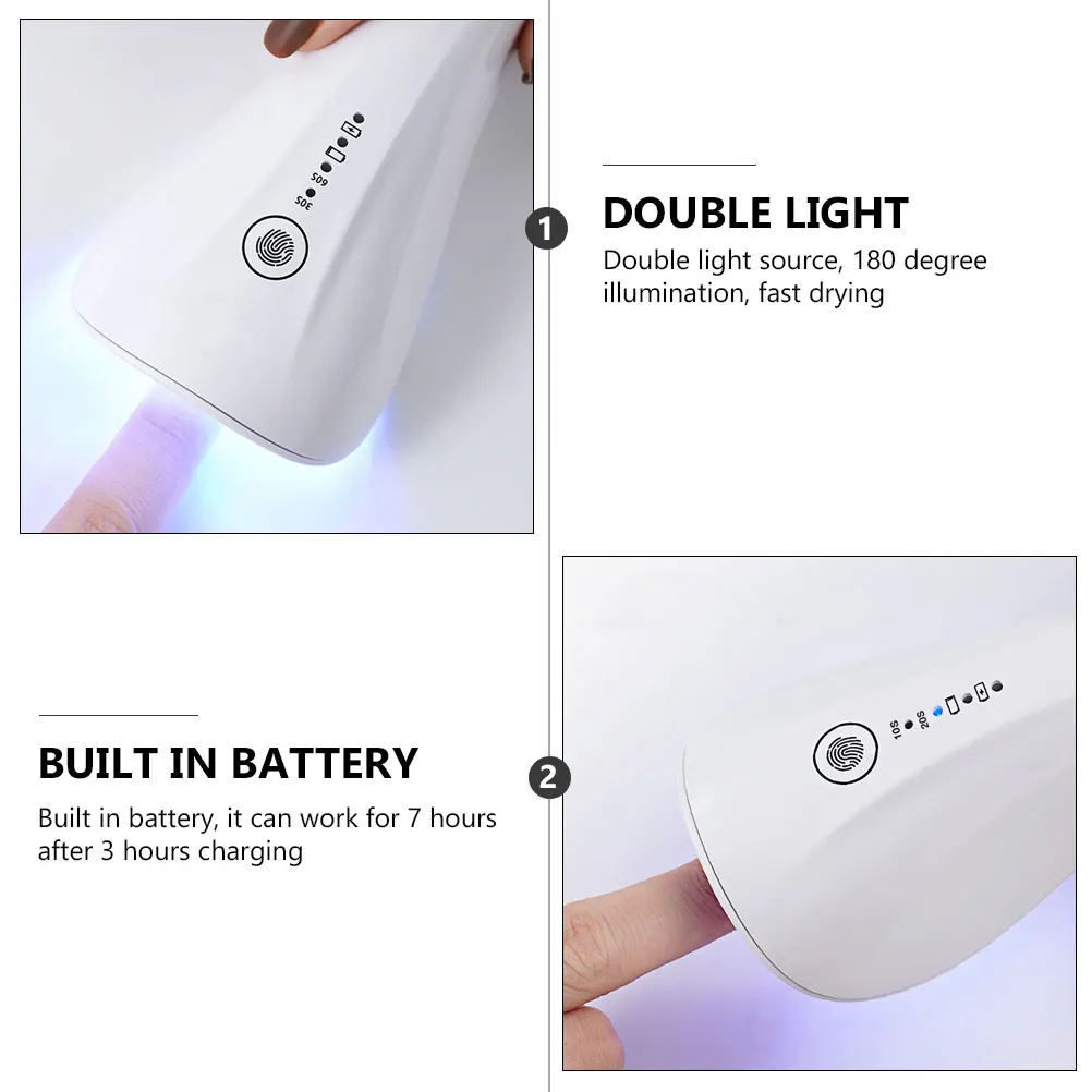 Portable Handheld Phototherapy Lamp 365+405Nm Nail Dryer Gel Light 180° Illumination 7H Mini Manicure Tool For Nail
Portable Handheld Phototherapy Lamp 365+405Nm Nail Dryer Gel Light 180° Illumination 7H Mini Manicure Tool For Nail