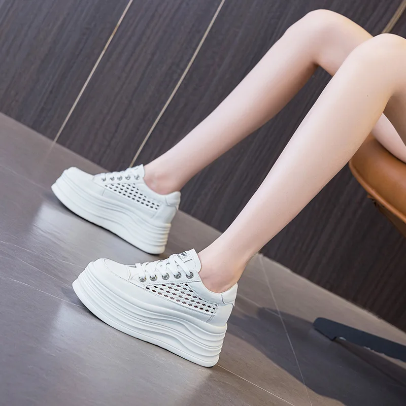 Women 8CM Height Increasing White Sneakers New Breathable Mesh Platform Shoes Thick Sole Lace Up Casual Spring Summer Fashion
Women 8CM Height Increasing White Sneakers New Breathable Mesh Platform Shoes Thick Sole Lace Up Casual Spring Summer Fashion