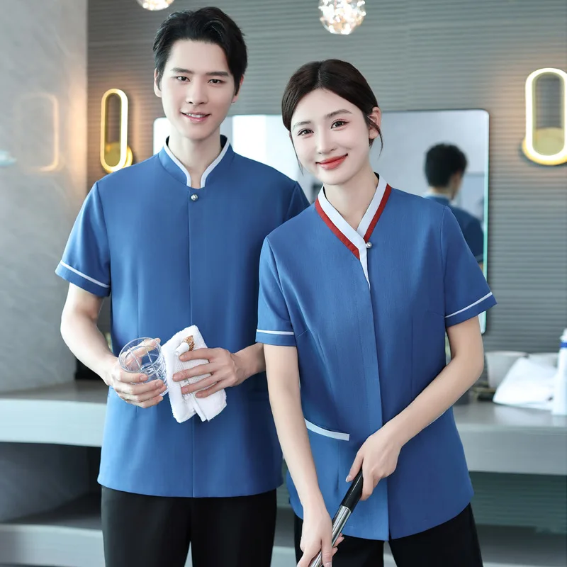 Hotel room cleaning staff uniforms, short-sleeved workwear for shopping mall sales departments, property cleaning staff uniforms
Hotel room cleaning staff uniforms, short-sleeved workwear for shopping mall sales departments, property cleaning staff uniforms